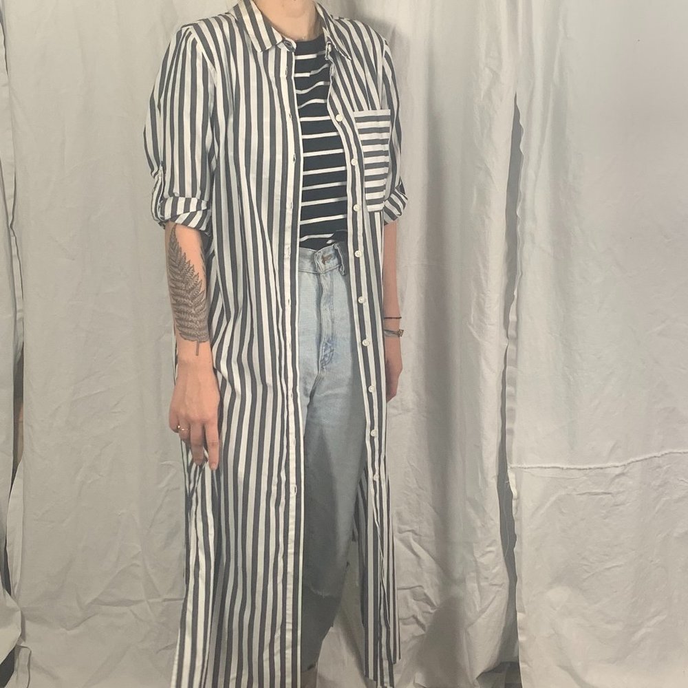 Striped Midi- Length Dress or Duster